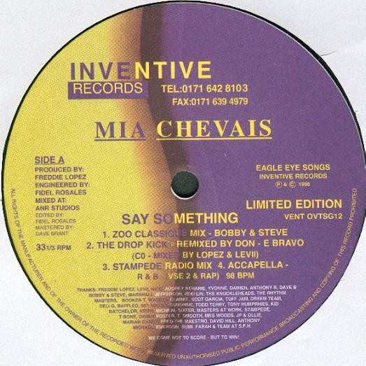 Mia Chevais - Say Something | Inventive Records (VENT OVTSG12)