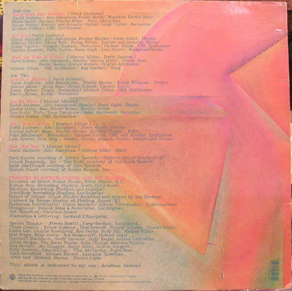 David Sanborn - Voyeur | Warner Bros. Records (BSK 3546) - 2 David Sanborn - Voyeur | Warner Bros. Records (BSK 3546) - 2