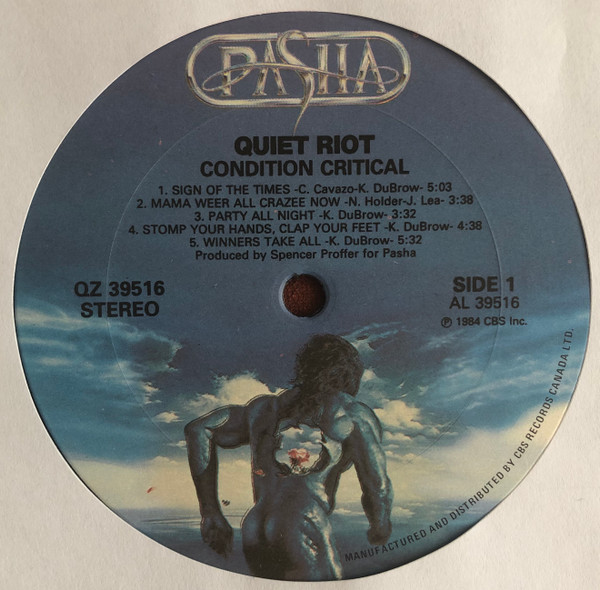 Quiet Riot - Condition Critical [Vinyl] | Pasha (PASHA 9) - 3