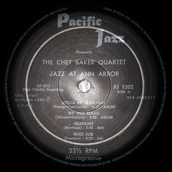 Chet Baker Quartet - Jazz At Ann Arbor | Pacific Jazz (PJ 1203) - 4