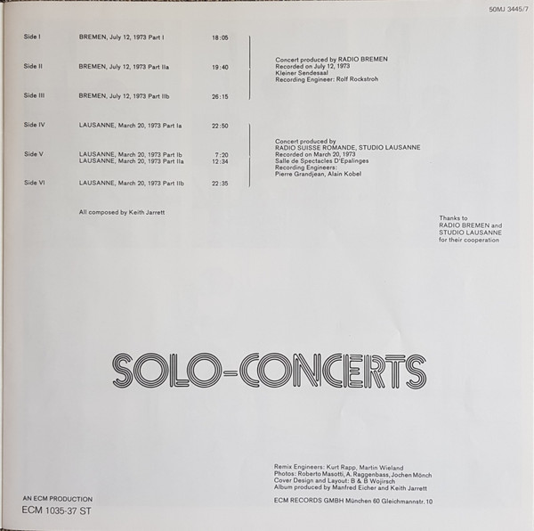 Keith Jarrett - Solo Concerts: Bremen / Lausanne | ECM Records (50MJ 3445/7) - 4