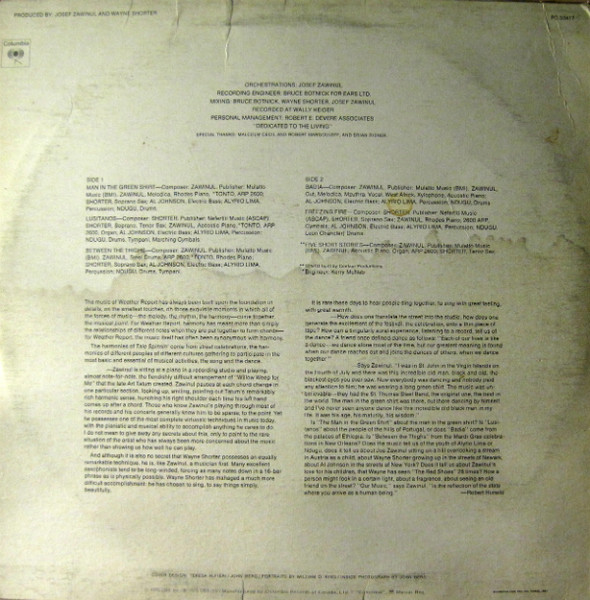 Weather Report - Tale Spinnin' | Columbia (PC 33417) - 2