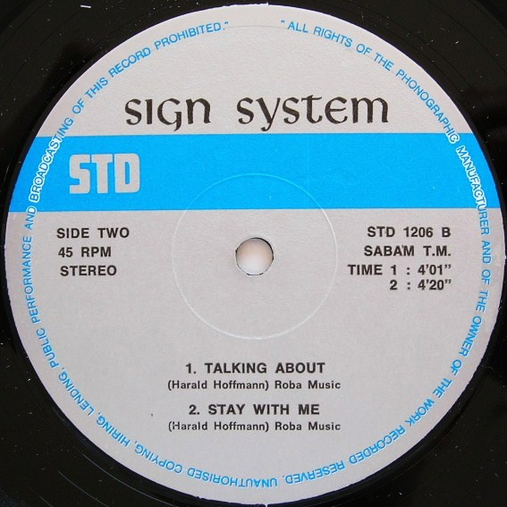 Sign System - Stay With Me / Talking About | S.T.D. Records (STD 1206) - 3