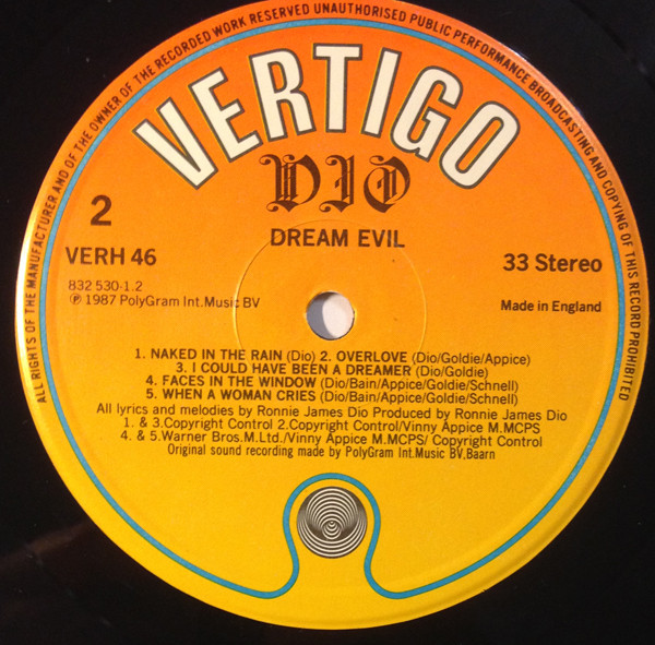 Dio - Dream Evil | Vertigo (VERH 46) - 4