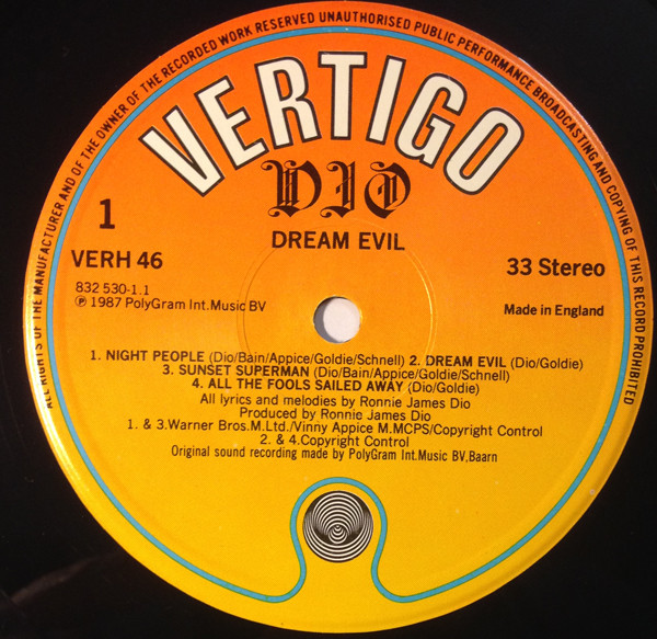 Dio - Dream Evil | Vertigo (VERH 46) - 3