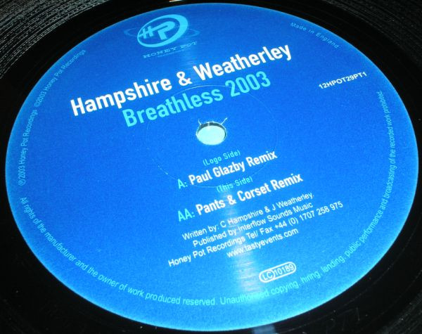 Hampshire & Weatherley - Breathless 2003 | Honey Pot Recordings (12HPOT29PT1) - 2