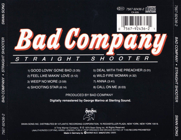 Bad Company - Straight Shooter | Swan Song (7567-92436-2) - 2