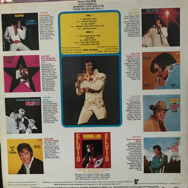 Elvis Presley - Burning Love And Hits From His Movies Vol. 2 | Pickwick (CAS 2595) - 2