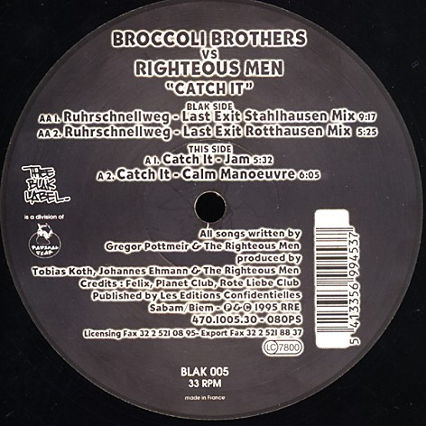 Broccoli Brothers Vs The Righteous Men - Catch It | Thee Blak Label (BLAK 005) - main Broccoli Brothers Vs The Righteous Men - Catch It | Thee Blak Label (BLAK 005) - main