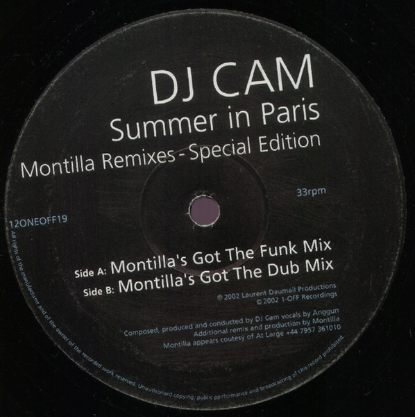 DJ Cam - Summer In Paris (Montilla Remixes - Special Edition) | 1-Off Recordings (12ONEOFF19)