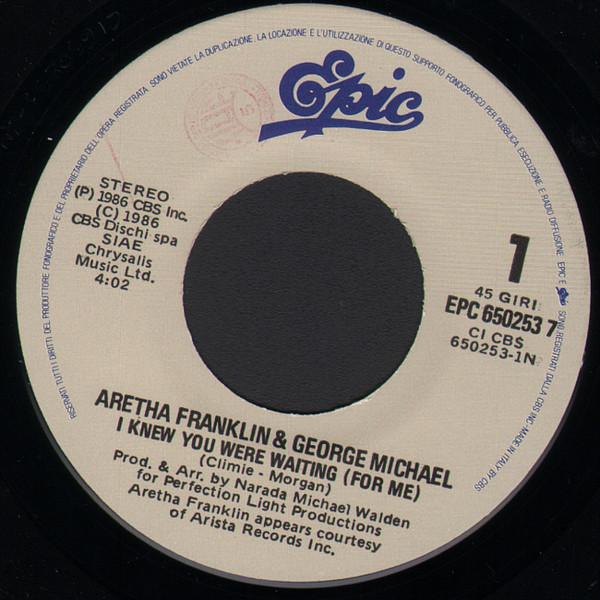 Aretha Franklin & George Michael - I Knew You Were Waiting (For Me) | Epic (EPC 650253 7) - 3 Aretha Franklin & George Michael - I Knew You Were Waiting (For Me) | Epic (EPC 650253 7) - 3