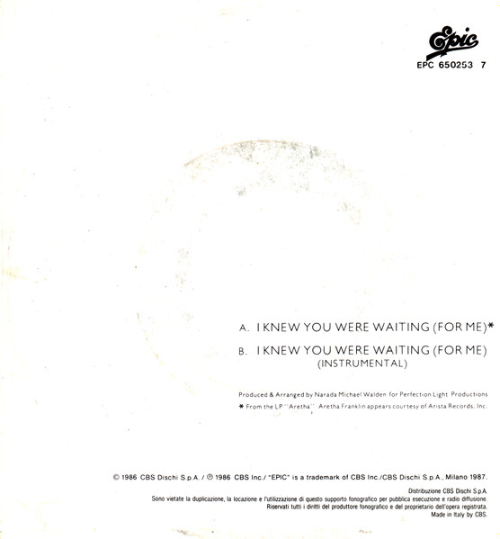 Aretha Franklin & George Michael - I Knew You Were Waiting (For Me) | Epic (EPC 650253 7) - 2 Aretha Franklin & George Michael - I Knew You Were Waiting (For Me) | Epic (EPC 650253 7) - 2