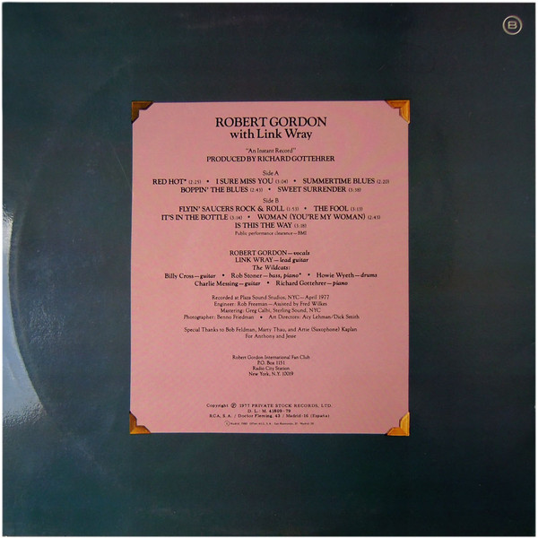 Robert Gordon With Link Wray - Robert Gordon With Link Wray | RCA Victor (PL-13296) - 2