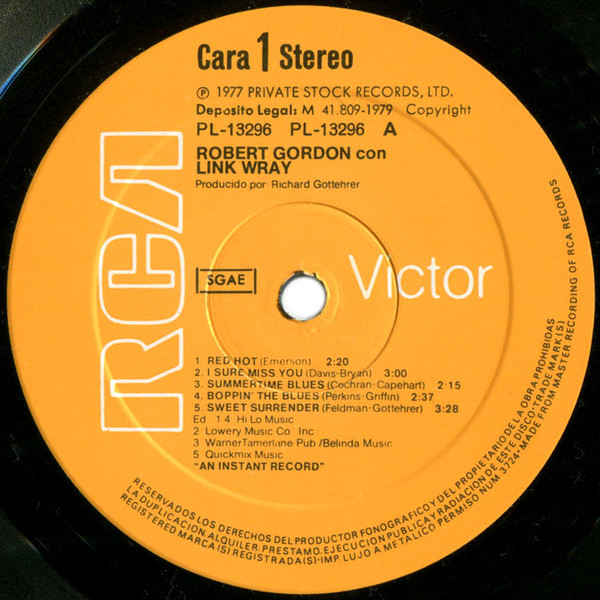 Robert Gordon With Link Wray - Robert Gordon With Link Wray | RCA Victor (PL-13296) - 3