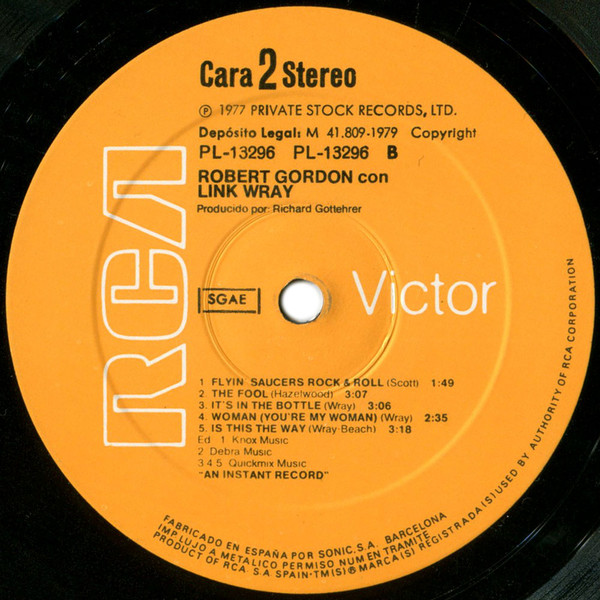 Robert Gordon With Link Wray - Robert Gordon With Link Wray | RCA Victor (PL-13296) - 4