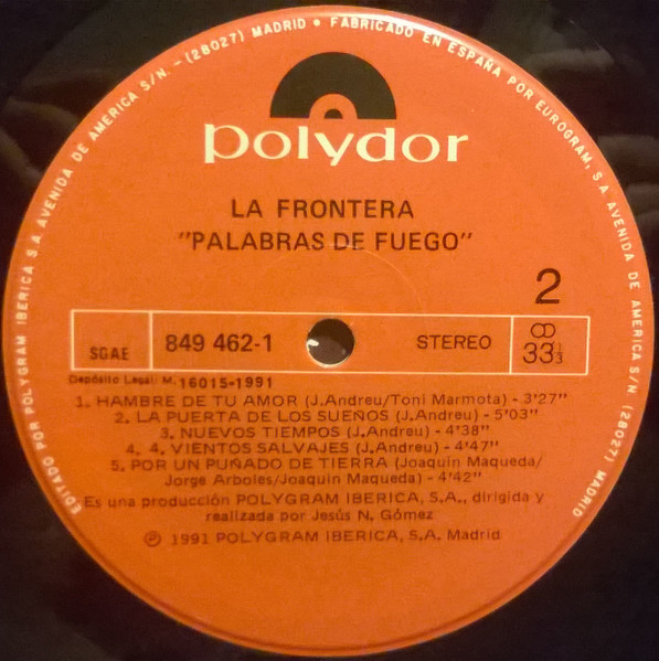 La Frontera - Palabras De Fuego | Polydor (849 462-1) - 4 La Frontera - Palabras De Fuego | Polydor (849 462-1) - 4