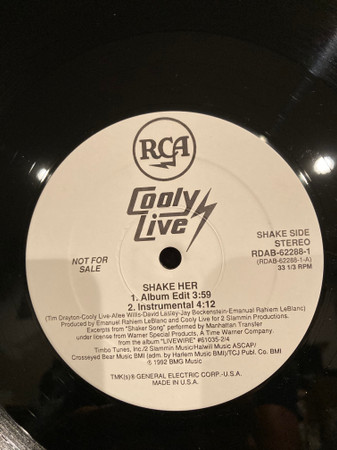 Cooly Live - Shake Her / All Possibilities | RCA (RDAB 62288-1) - 2
