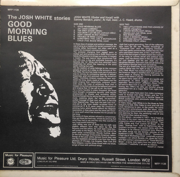 Josh White - Good Morning Blues - The Josh White Stories | Music For Pleasure (MFP 1139) - 2