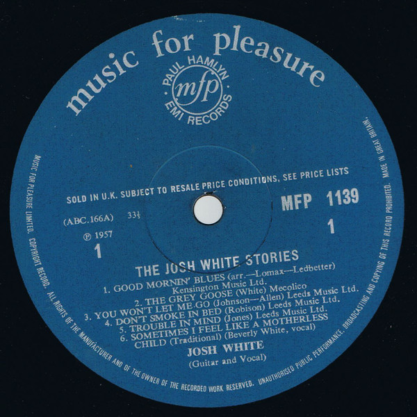 Josh White - Good Morning Blues - The Josh White Stories | Music For Pleasure (MFP 1139) - 3