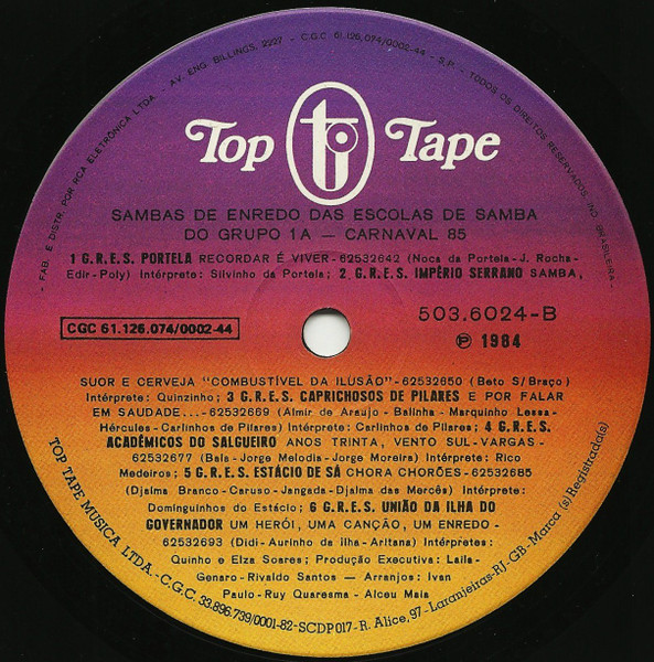 Various - Sambas De Enredo Das Escolas De Samba Do Grupo 1A - Carnaval 85 | Top Tape (503.6024) - 4