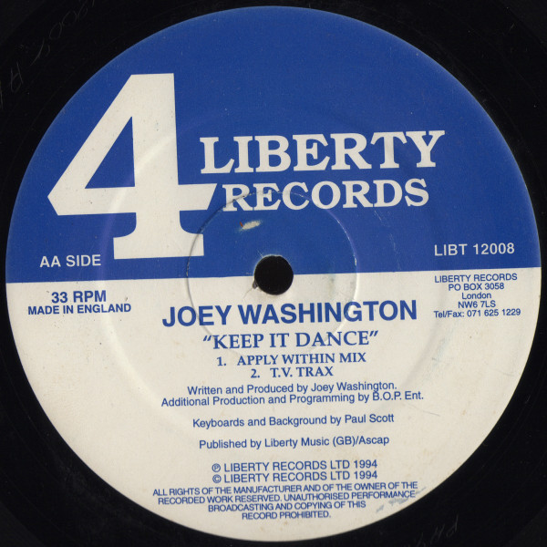 Joey Washington - Keep It Dance | 4 Liberty Records (LIBT 12008) - 2