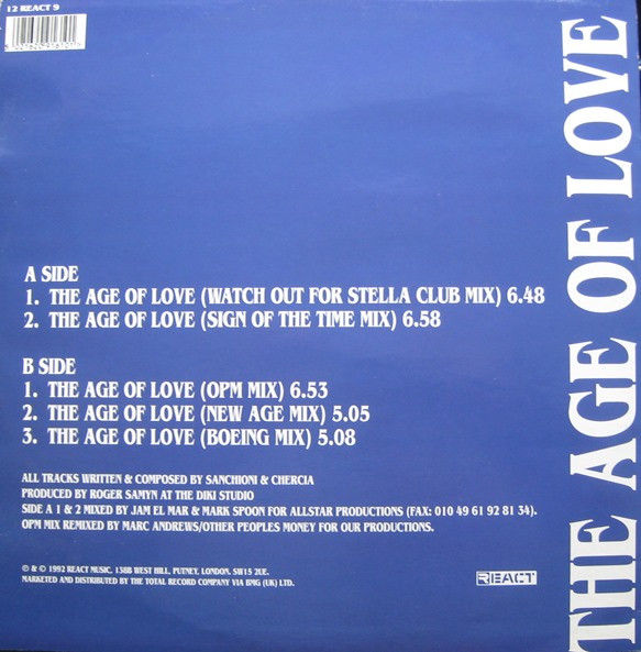 Age Of Love - The Age Of Love (The Jam & Spoon Mixes) | React (12 REACT 9) - 2 Age Of Love - The Age Of Love (The Jam & Spoon Mixes) | React (12 REACT 9) - 2