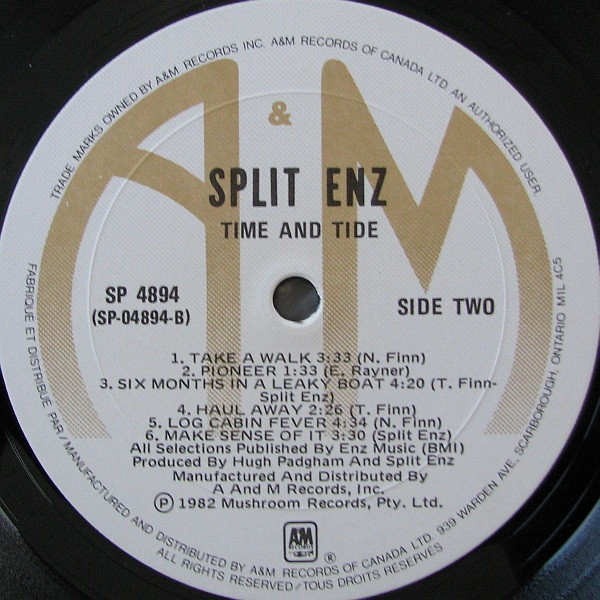 Split Enz - Time And Tide | A&M Records (SP 4894) - 4