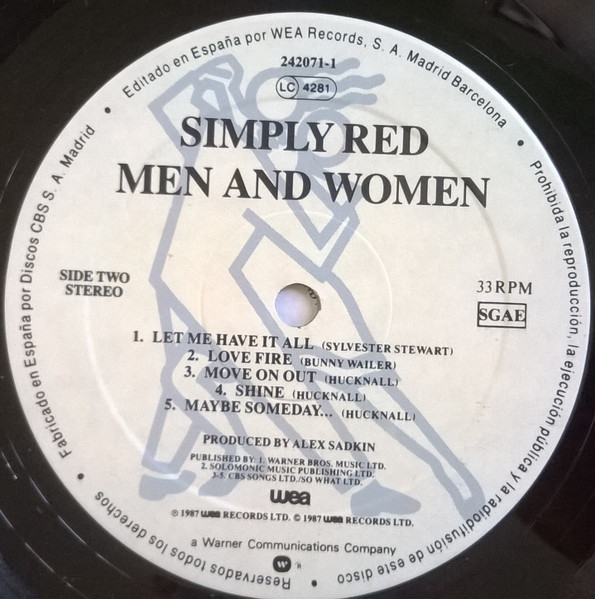 Simply Red - Men And Women | WEA (242071-1) - 4