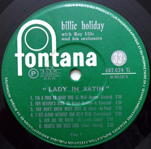 Billie Holiday - Lady In Satin | Fontana (682 024 TL) - 3