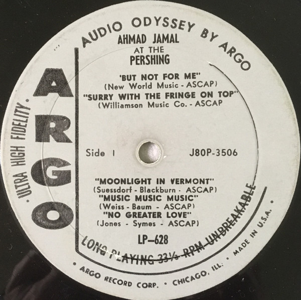 Ahmad Jamal Trio - Ahmad Jamal Trio At The Pershing (But Not For Me) | Argo (LP628) - 2