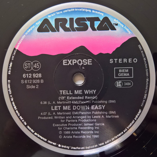 Exposé - Tell Me Why | Arista (612 928) - 4