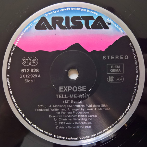 Exposé - Tell Me Why | Arista (612 928) - 3