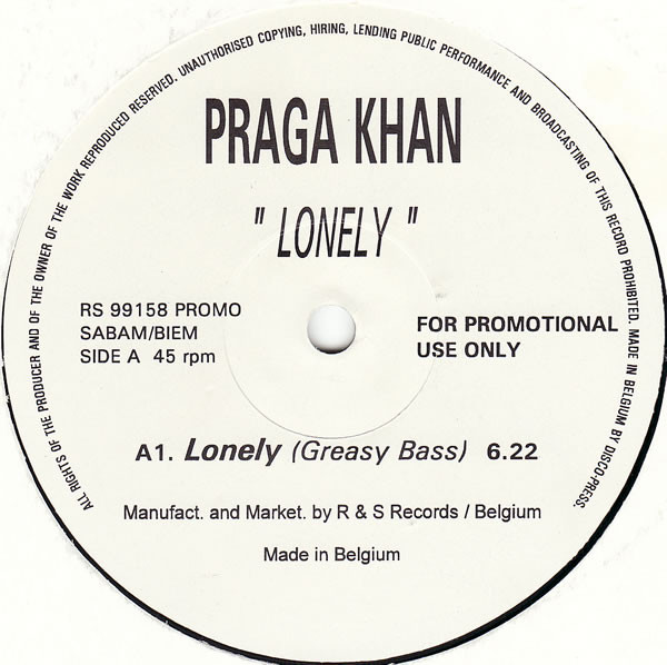 Praga Khan - Lonely | R & S Records (RS   99158 PROMO) - main