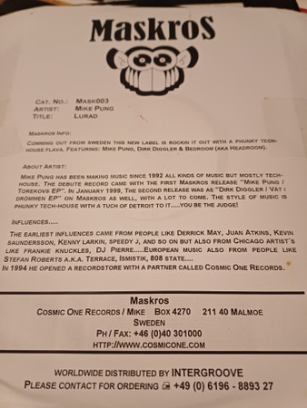 Mike Pung - Lurad | Maskros Music (MASK 003) Mike Pung - Lurad | Maskros Music (MASK 003)