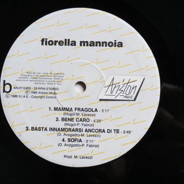 Fiorella Mannoia - Fiorella Mannoia | Ariston Music (ARLP/12429) - 2