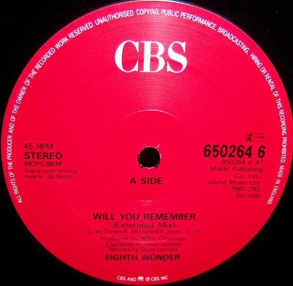 Eighth Wonder - Will You Remember | CBS (650264 6) - 3