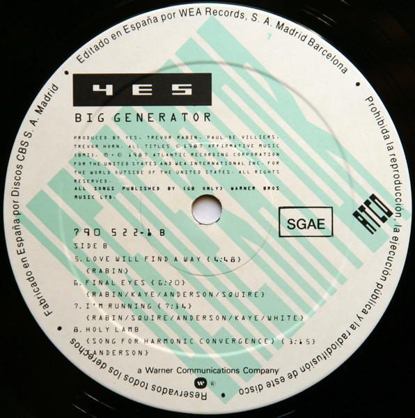 Yes - Big Generator | ATCO Records (790 522-1) - 4 Yes - Big Generator | ATCO Records (790 522-1) - 4