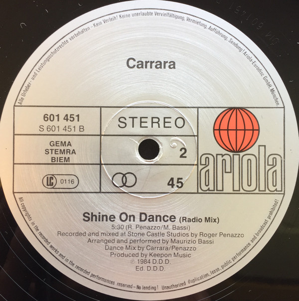 Carrara - Shine On Dance | Ariola (601 451) - 4