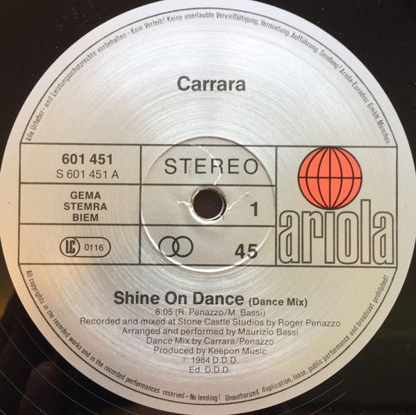 Carrara - Shine On Dance | Ariola (601 451) - 3