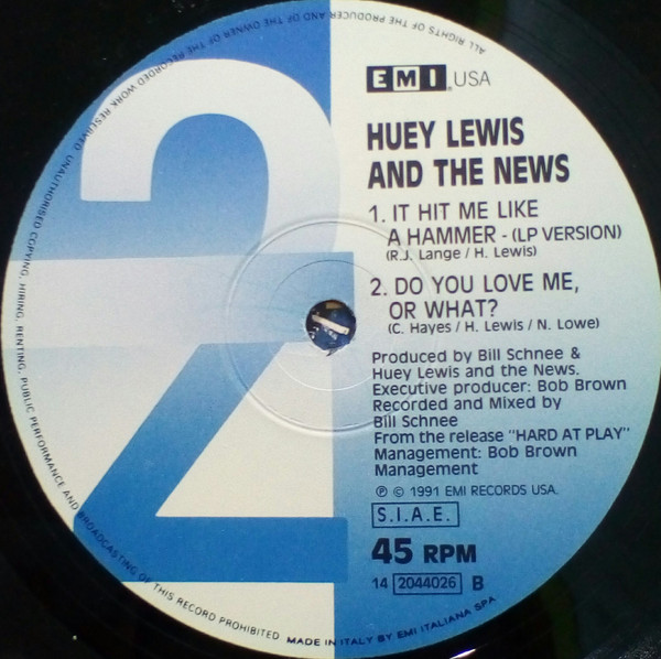 Huey Lewis & The News - It Hit Me Like A Hammer | EMI USA (14 2044026) - 4