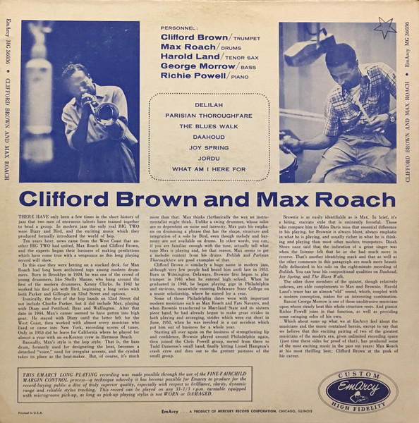 Clifford Brown And Max Roach - Clifford Brown And Max Roach | EmArcy (MG 36036) - 2