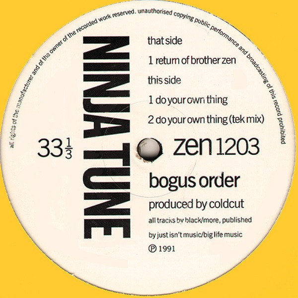 Bogus Order - Return Of Brother Zen / Do Your Own Thing | Ninja Tune (zen 1203) - main Bogus Order - Return Of Brother Zen / Do Your Own Thing | Ninja Tune (zen 1203) - main