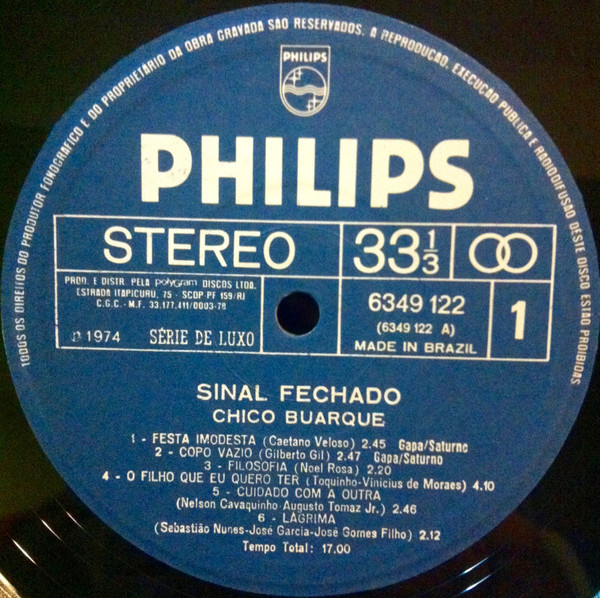 Chico Buarque - Sinal Fechado | Philips (6349 122) - 3