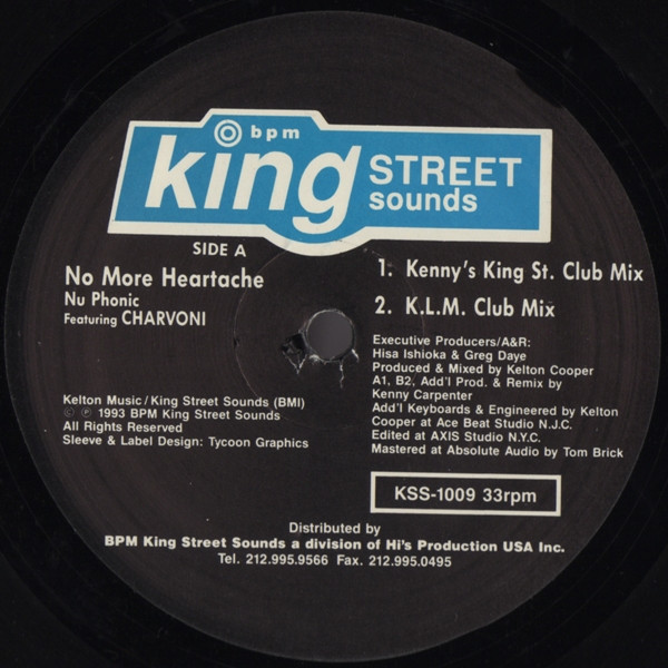 Nu Phonic Featuring Charvoni - No More Heartache | BPM King Street Sounds (KSS-1009)