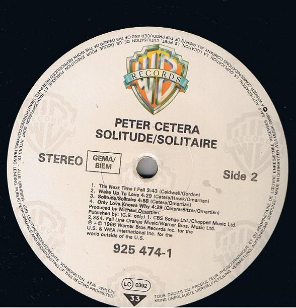 Peter Cetera - Solitude / Solitaire | Warner Bros. Records (925 474-1) - 3