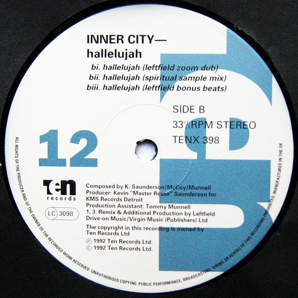 Inner City - Hallelujah '92 | 10 Records (TENX 398) - 4