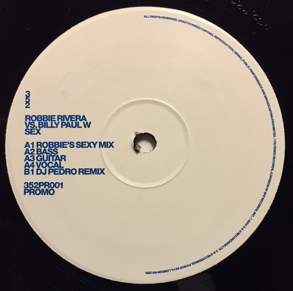 Robbie Rivera - Sex | 352 Recordings Ltd. (352PR001) - 2
