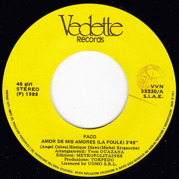 Paco - Amor De Mis Amores | Vedette Records (VVN 33330) - 3 Paco - Amor De Mis Amores | Vedette Records (VVN 33330) - 3