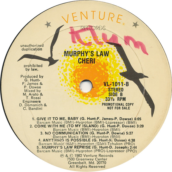 Cheri - Murphy's Law | Venture Records (VL-1011) - 2