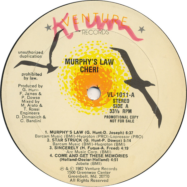 Cheri - Murphy's Law | Venture Records (VL-1011)